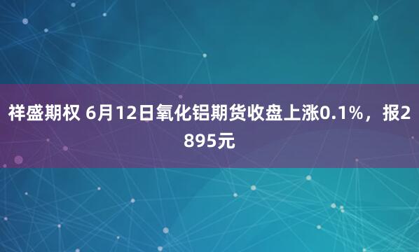 祥盛期权 6月12日氧化铝期货收盘上涨0.1%，报2895元